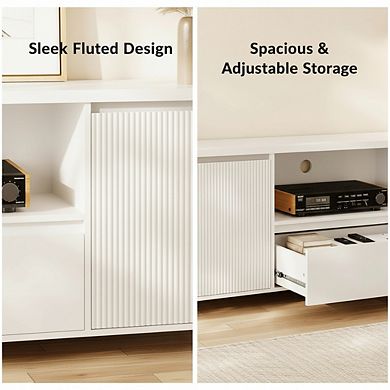 ZUQIETA 63" Modern TV Stand - Storage Drawer & Open Shelves for 70" TVs, White