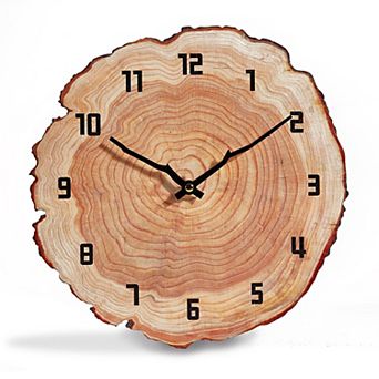 12" Silent Wooden Wall Clock: Rustic Decor for Home, Bathroom, Kitchen, Bedroom, Living Room