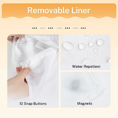 Heavyweight No Hooks Dotted Waffle Shower Curtain with Snap Liner - 71x74 White