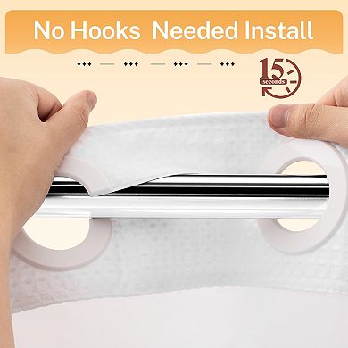 Heavyweight No Hooks Dotted Waffle Shower Curtain with Snap Liner - 71x74 White