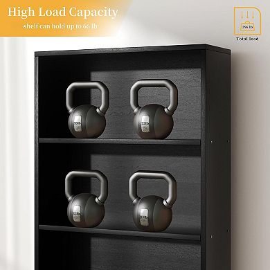 6-Tier Rustic Black Bookshelf: 70.6" Tall, Space-Saving, Multi-Room Use, Easy Assembly