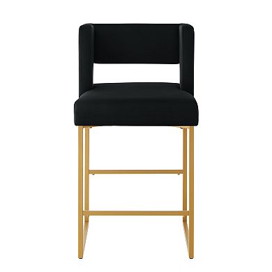 Merax Modern Fashion Counter Height Bar Stools with Unique Square Open Backrest set of 2