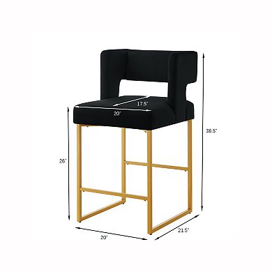 Merax Modern Fashion Counter Height Bar Stools with Unique Square Open Backrest set of 2