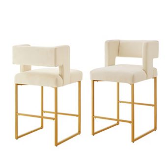 Merax Modern Fashion Counter Height Bar Stools with Unique Square Open Backrest set of 2