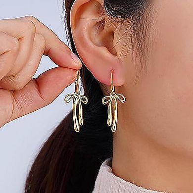 ZUQIETA Gold Bow Earrings for Women - Lightweight Dangle & Stud Set