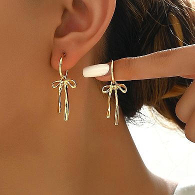 ZUQIETA Gold Bow Earrings for Women - Lightweight Dangle & Stud Set