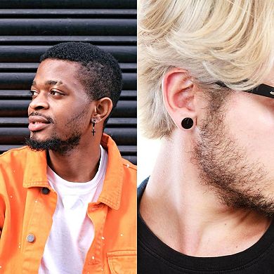 ZUQIETA 17-Pair Earring Set for Men - Stainless Steel