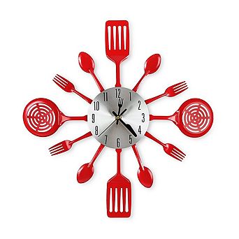 16" Silent Cutlery Wall Clock: Spoon & Fork Dial, Easy Read, Battery Operated, Perfect for Kitchens