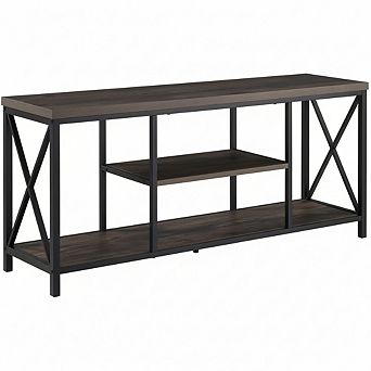 ZUQIETA 55"Rustic TV Stand for up to 65"TVs,Wood & Metal Media Console,Grey