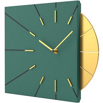 Mid Century Modern Wall Clock: Green, Decorative Accent, Silent Operation, Perfect for Living Room