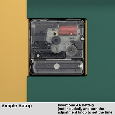 Mid Century Modern Wall Clock: Green, Decorative Accent, Silent Operation, Perfect for Living Room