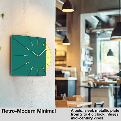 Mid Century Modern Wall Clock: Green, Decorative Accent, Silent Operation, Perfect for Living Room