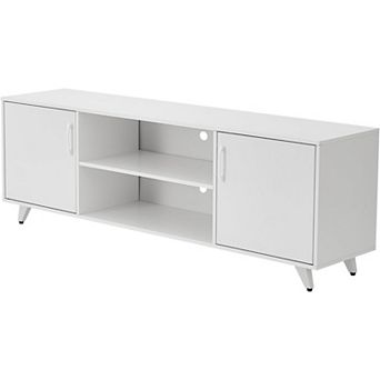 ZUQIETA TV Stand for 50"TVs-2 Door Entertainment Center with Open Shelves,White