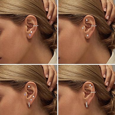 ZUQIETA Flat Back Earring Stack Set - Small Studs & Hoops for Cartilage