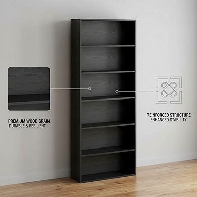 ZUQIETA 70” Tall 6-Tier Bookshelf - Floor Standing Display Case for Home Office & Living Room