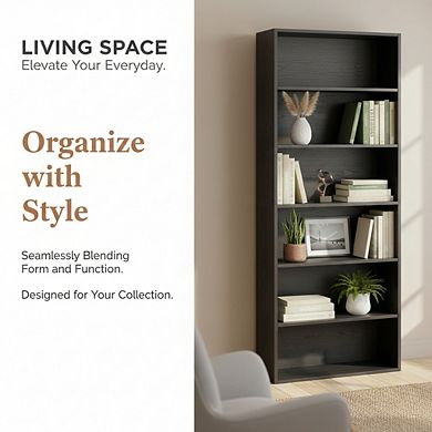 ZUQIETA 70” Tall 6-Tier Bookshelf - Floor Standing Display Case for Home Office & Living Room