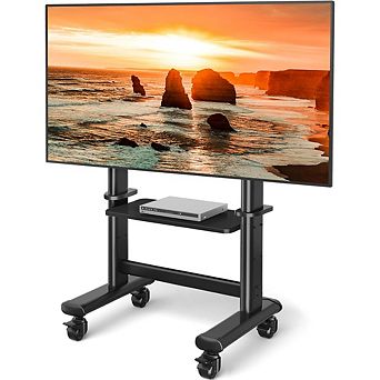 ZUQIETA Heavy-Duty Mobile TV Cart - for 55-100” Screens up to 250 lbs, Height Adjustable