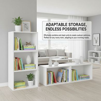 ZUQIETA Classic 2-Tier Bookcase - Versatile Storage Shelf in Clean White Finish