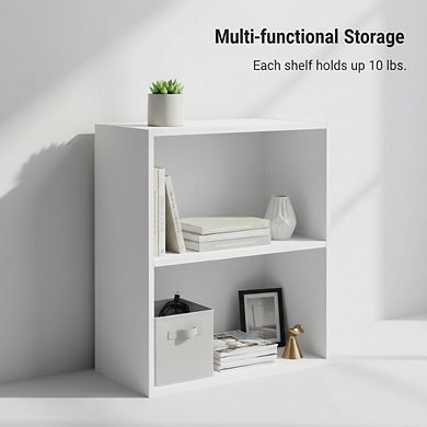 ZUQIETA Classic 2-Tier Bookcase - Versatile Storage Shelf in Clean White Finish