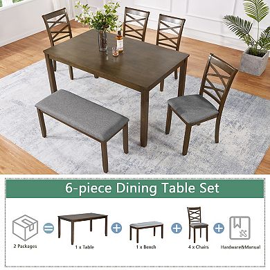 Merax 6-Piece Wooden Dining Table Set