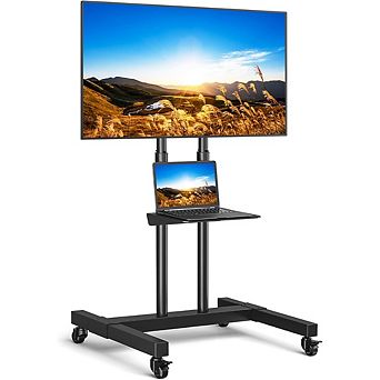 ZUQIETA Large Screen Commercial TV Cart - Rolling Stand for 32-83” Screens up to 110 lbs