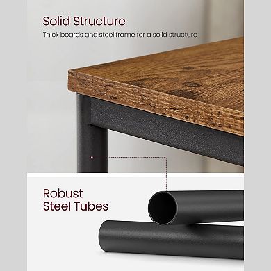 Small Space End Table: 3-Tier Rustic Brown & Black Industrial Style for Living Room, Bedroom, Office