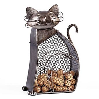 Metal Cat Cork Holder: Decorative Wine Rack for Home