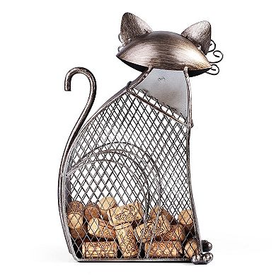 Metal Cat Cork Holder: Decorative Wine Rack for Home