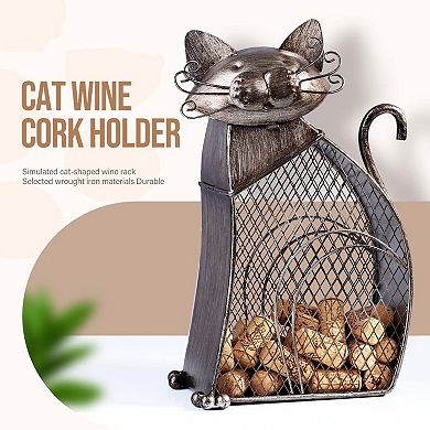 Metal Cat Cork Holder: Decorative Wine Rack for Home