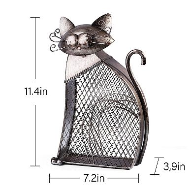 Metal Cat Cork Holder: Decorative Wine Rack for Home