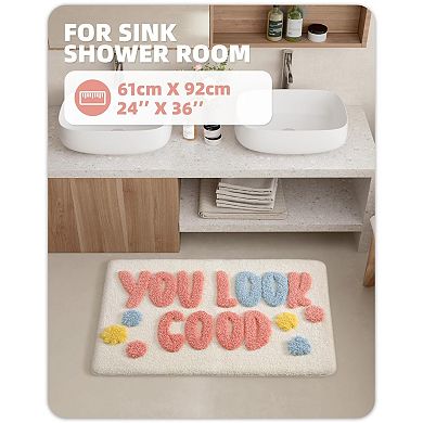 Luxury Soft Bath Mat: Non-Slip, Machine Washable, Water Absorbent, Cute Design, Perfect for Home Dec