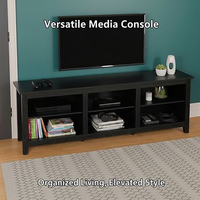 ZUQIETA Classic TV Stand - 6-Cubby Media Console for TVs up to 80", Black