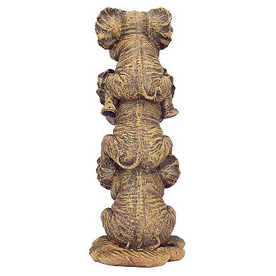 Hand-Cast Elephant Statues: See No Evil, Hear No Evil, Speak No Evil - Good Luck Decor