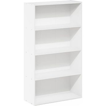 ZUQIETA Minimalist 4 tier Bookshelf - Open Storage Bookcase, White, 23.6"W x 41.7"H