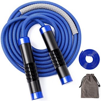 Weighted Jump Rope for Fitness: 1LB, Tangle-Free, Adjustable Length, Cotton & PVC Ropes