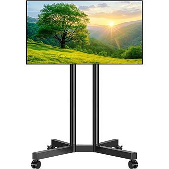 ZUQIETA Upgraded Silent TV Cart - Mobile Stand for 32-70” TVs, Height Adjustable