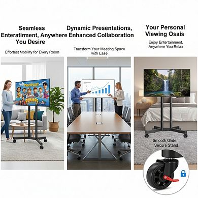 ZUQIETA Upgraded Silent TV Cart - Mobile Stand for 32-70” TVs, Height Adjustable