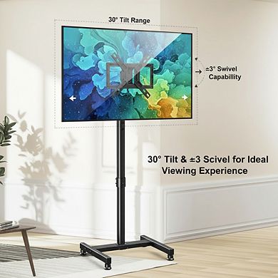 ZUQIETA 8-Level TV Floor Stand - Precision Height Adjustable for 13-43” TVs, Max 44 lbs