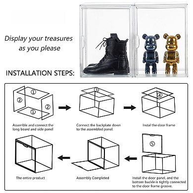 Clear Plastic Stackable Storage Bins with Magnetic Lid for Collectibles: 5 Pack, Large Capacity