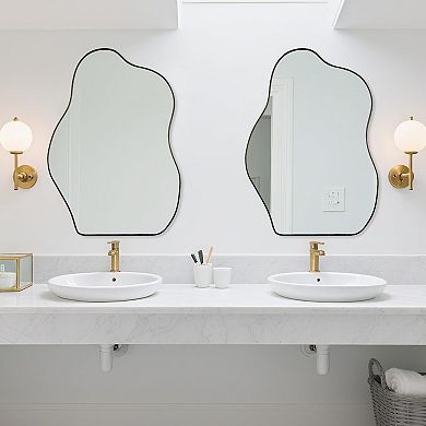 Irregular Asymmetrical Wall Mirror - Perfect for Bathroom, Living Room, Entryway, Bedroom - 20" x 28