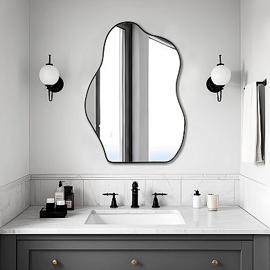 Irregular Asymmetrical Wall Mirror - Perfect for Bathroom, Living Room, Entryway, Bedroom - 20" x 28