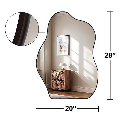 Irregular Asymmetrical Wall Mirror - Perfect for Bathroom, Living Room, Entryway, Bedroom - 20" x 28