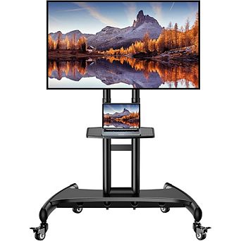 ZUQIETA Indoor/Outdoor Rolling TV Stand - Mobile Cart for 32-82” Flat/Curved TVs up to 100 lbs