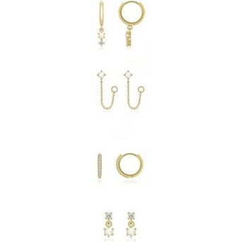 ZUQIETA 14K Gold Huggie Earrings for Women - Pearl Chain Drop & Hypoallergenic Hoops