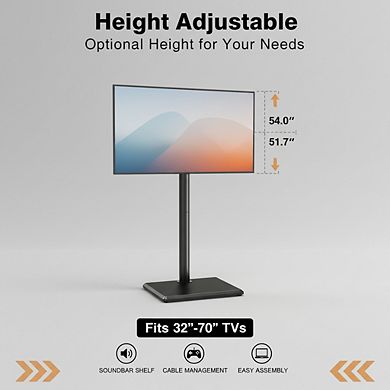 ZUQIETA Universal Floor TV Stand - with Wood Base & Mount for 32-60” TVs, Space Saving Design