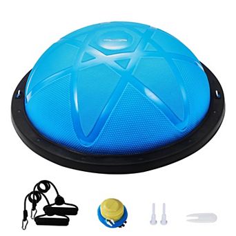 Half Exercise Ball Trainer, 23/26" Balance, 1500lbs Capacity, Yoga, Resistance Bands, Foot Pump