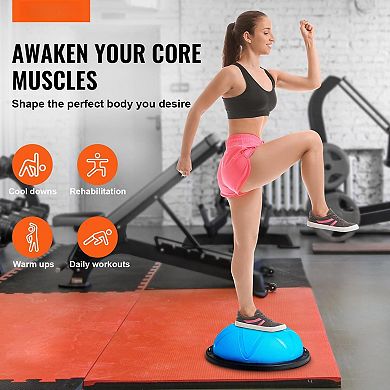 Half Exercise Ball Trainer, 23/26" Balance, 1500lbs Capacity, Yoga, Resistance Bands, Foot Pump