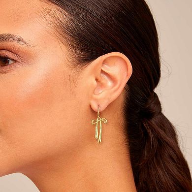 ZUQIETA 14K Gold Bow Earrings for Women - Trendy Stud & Dangle Pair