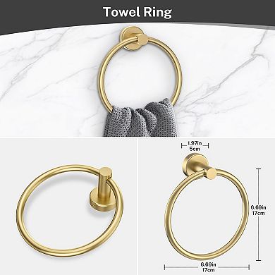 4-Piece Rustproof Stainless Steel Bathroom Hardware Set: Toilet Paper Holder, Towel Ring, 2 Robe