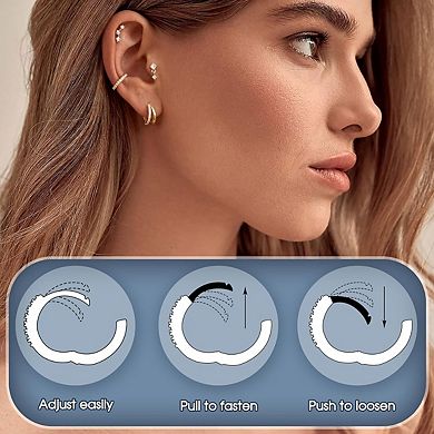 ZUQIETA 7-Pair Hypoallergenic Earring Set - Gold Studs, Huggies & Hoops for Sensitive Ears